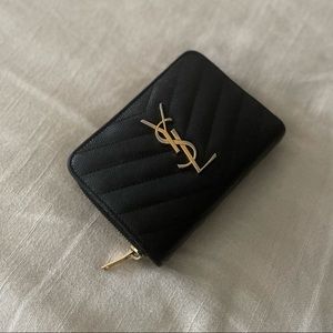 Saint Laurent Kate Compact Quilted Zip Wallet